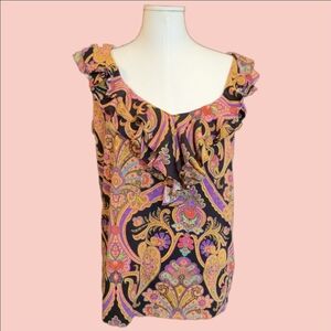 Floral Ruffle Sleeveless Top - Multicolor